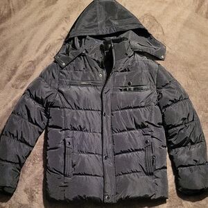 Black Hooded Puffer Coat Size L